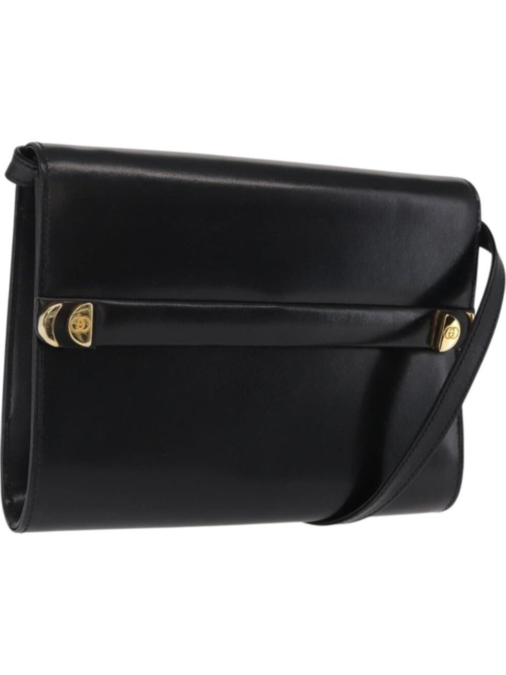 GUCCI Shoulder Bag Leather Black Gold 004 056 0209
